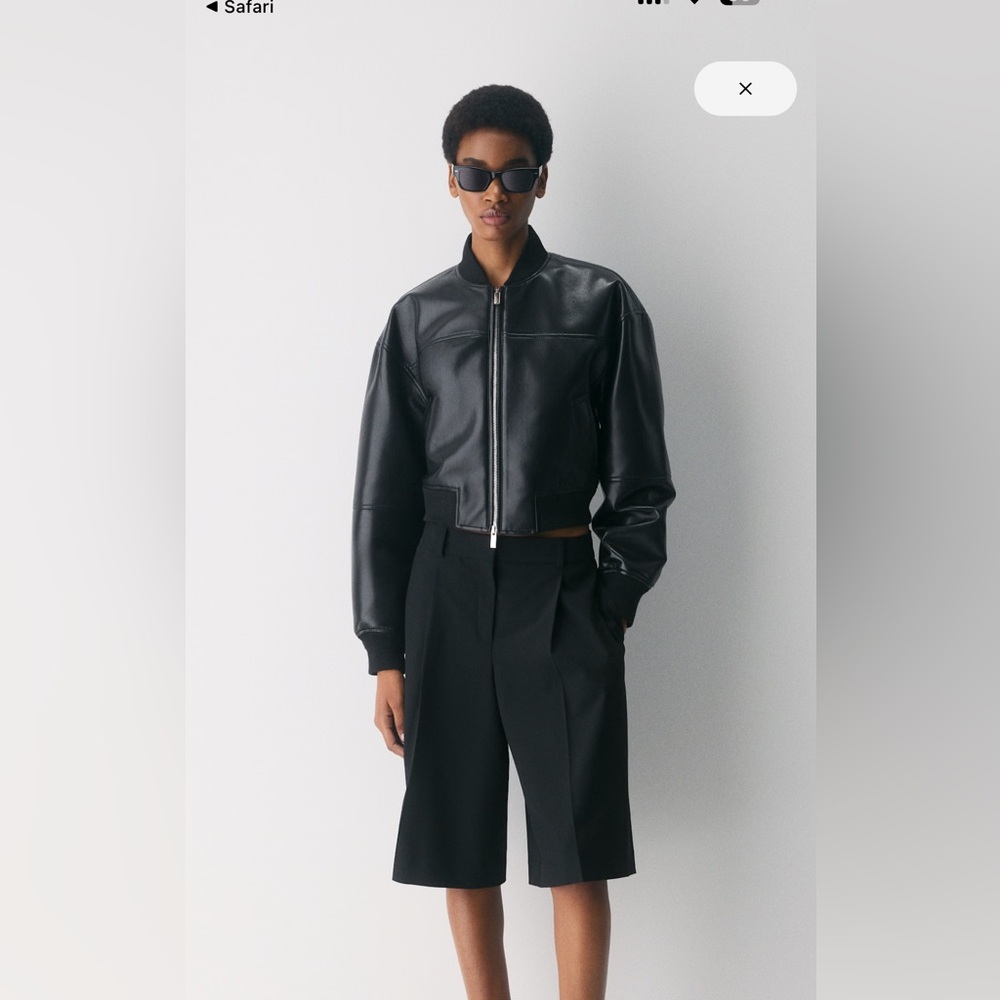 Babaton vegan leather Synergy bomber jacket size L black